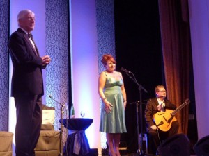 Michael Parkinson, Alison Burns and Martin Taylor on stage